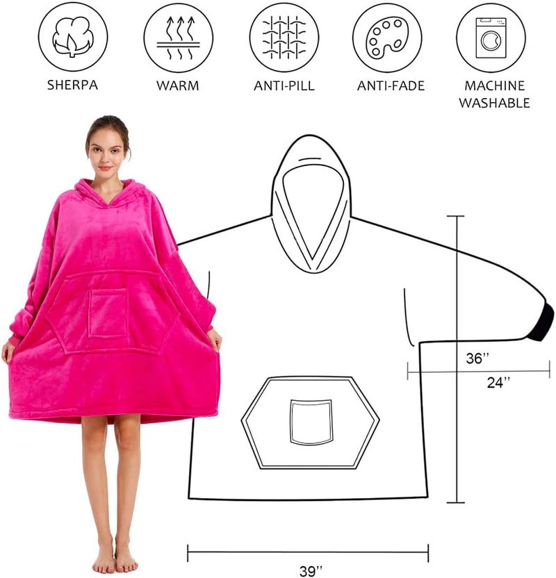 REDESS Blanket Hoodie Sweatshirt, Wearable Blanket Oversized Sherpa with Sleeves and Giant Pocket, Cozy Hoodie for Adult Kids - Image 2